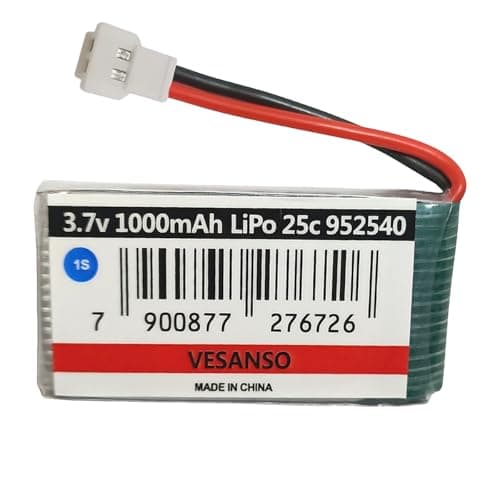 Bateria LiPo 1S de 3,7 V e 1000 mAh, o formato usado em tinywhoop