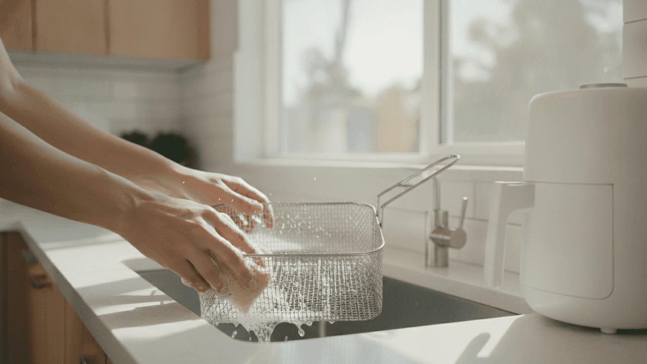 Como limpar a air fryer por dentro: cesto e resistência, passo a passo