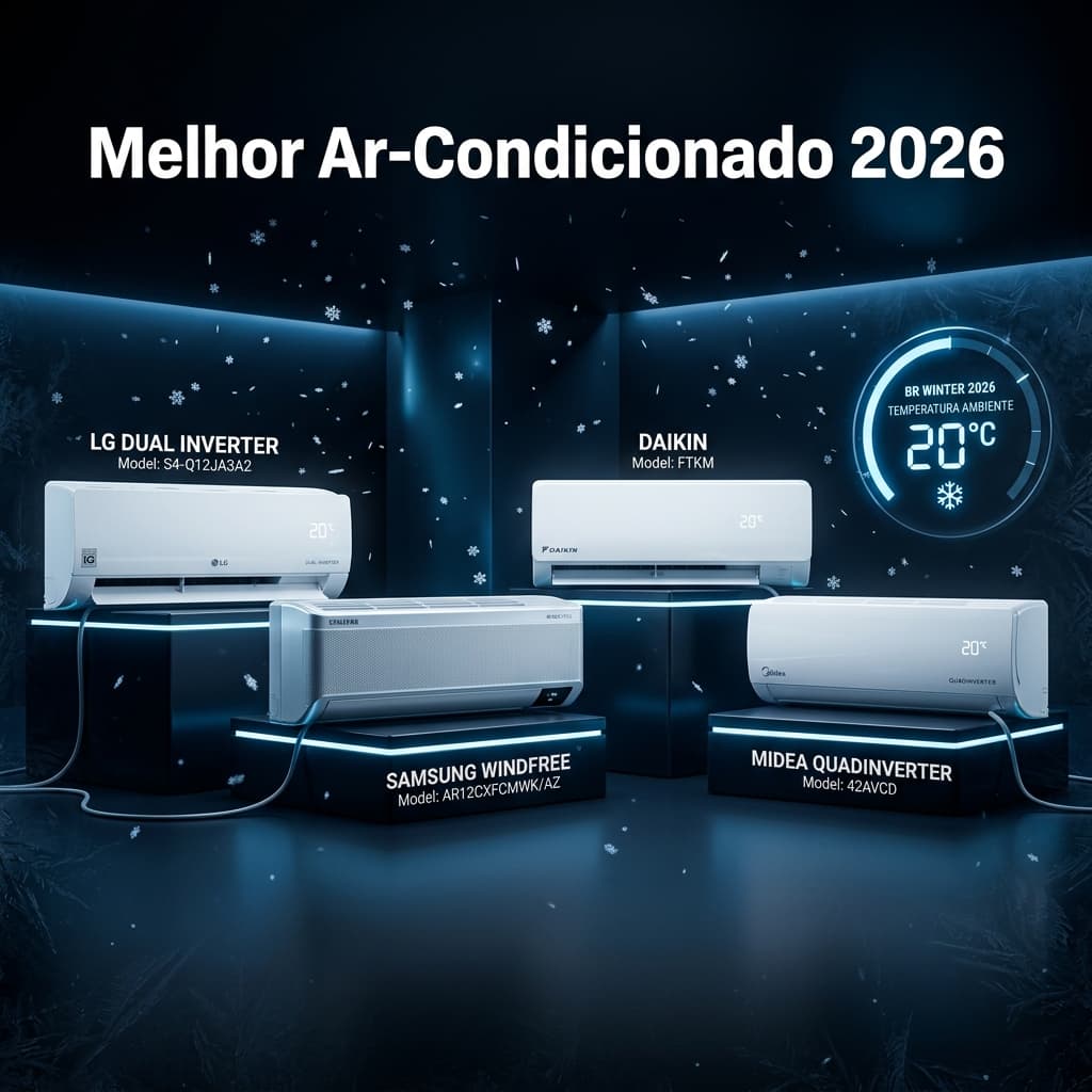 Melhores ar-condicionados split 2026 — LG Dual Inverter, Samsung WindFree, Daikin e Midea QuadInverter comparados