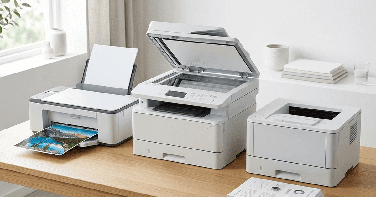5 impressoras para casa comparadas — Epson EcoTank, Canon Mega Tank, HP DeskJet e Brother laser