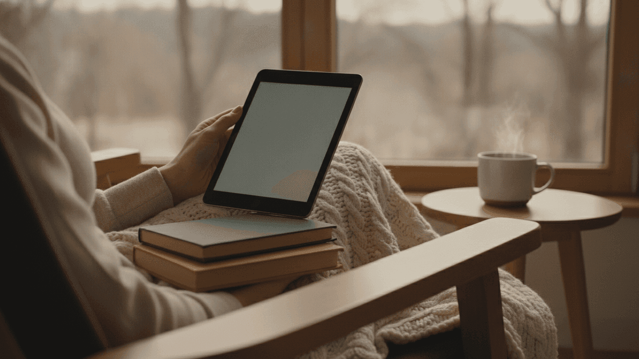 Os melhores livros do Kindle Unlimited em 2026 por gênero: clássicos, autoajuda, romance, fantasia nacional e suspense abertos num tablet e num Kindle
