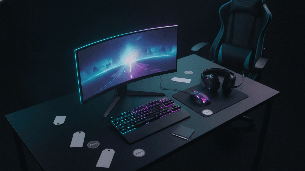 PC gamer e periféricos na Black Friday 2026 — monitor gamer, teclado e mouse mecânico, cadeira gamer, headset e SSD com desconto