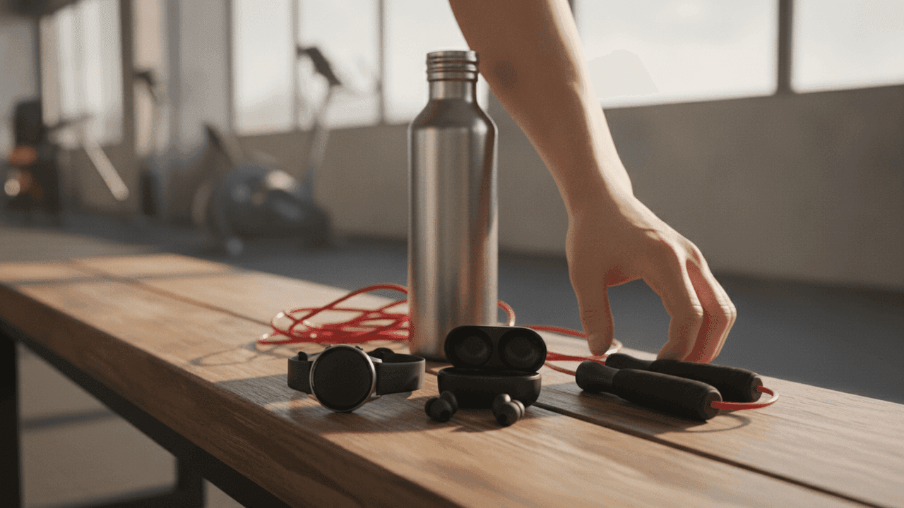 Presentes fitness para o Dia dos Pais 2026: smartband e smartwatch no pulso, fone esportivo, garrafa térmica Stanley e pistola de massagem