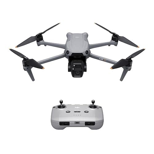 DJI Air 3S dobrável com gimbal de câmera dupla ao lado do controle remoto RC-N3