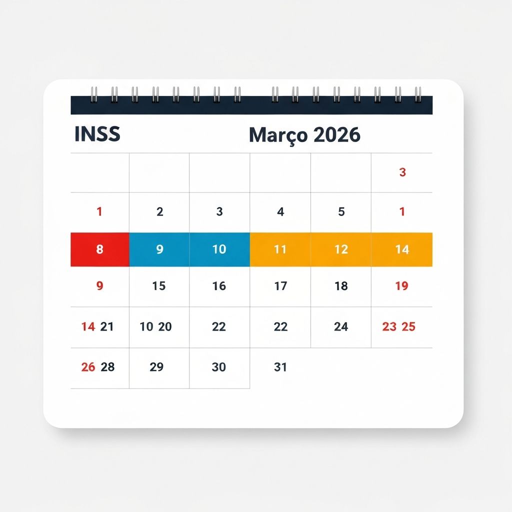 Calendário de pagamento do INSS em março de 2026 com datas por número do benefício